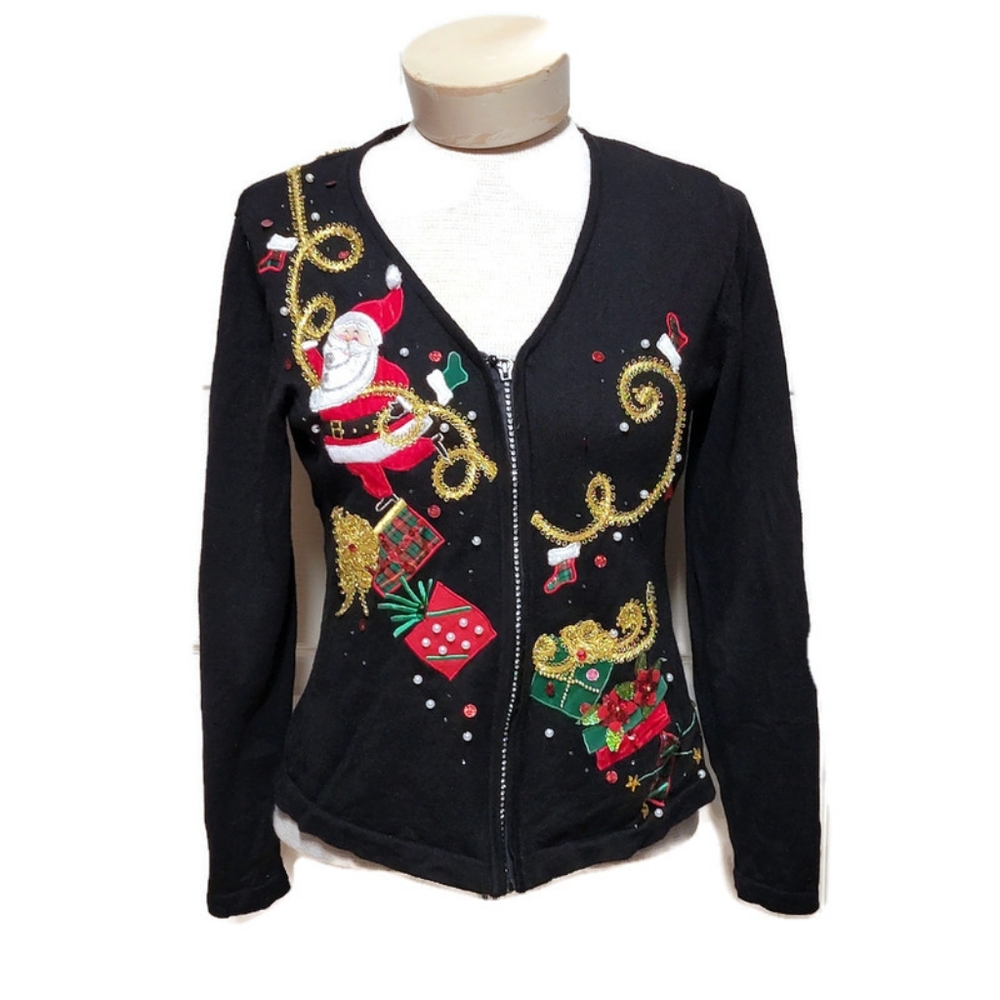 Vintage Jack B Quick Cardigan Size PP Christmas Holiday Festive Santa Winter